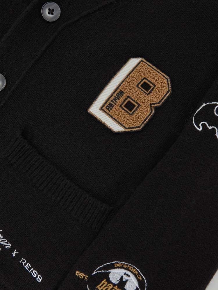 Reiss Black Kinsley 13-14 yrs Batman | Reiss Badge Cardigan - Image 5 of 5 Reiss Black Kinsley 13-14 yrs Batman | Reiss Badge Cardigan - Image 5 of 5