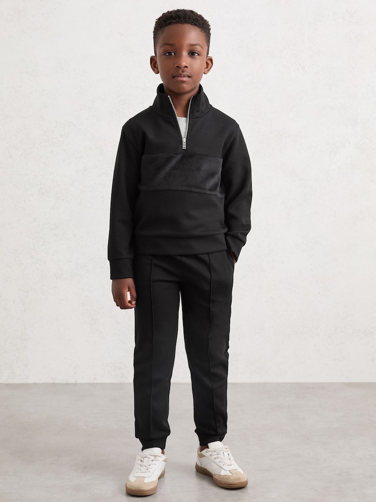 Reiss Black Premier Interlock Drawstring Joggers - Image 2 of 4