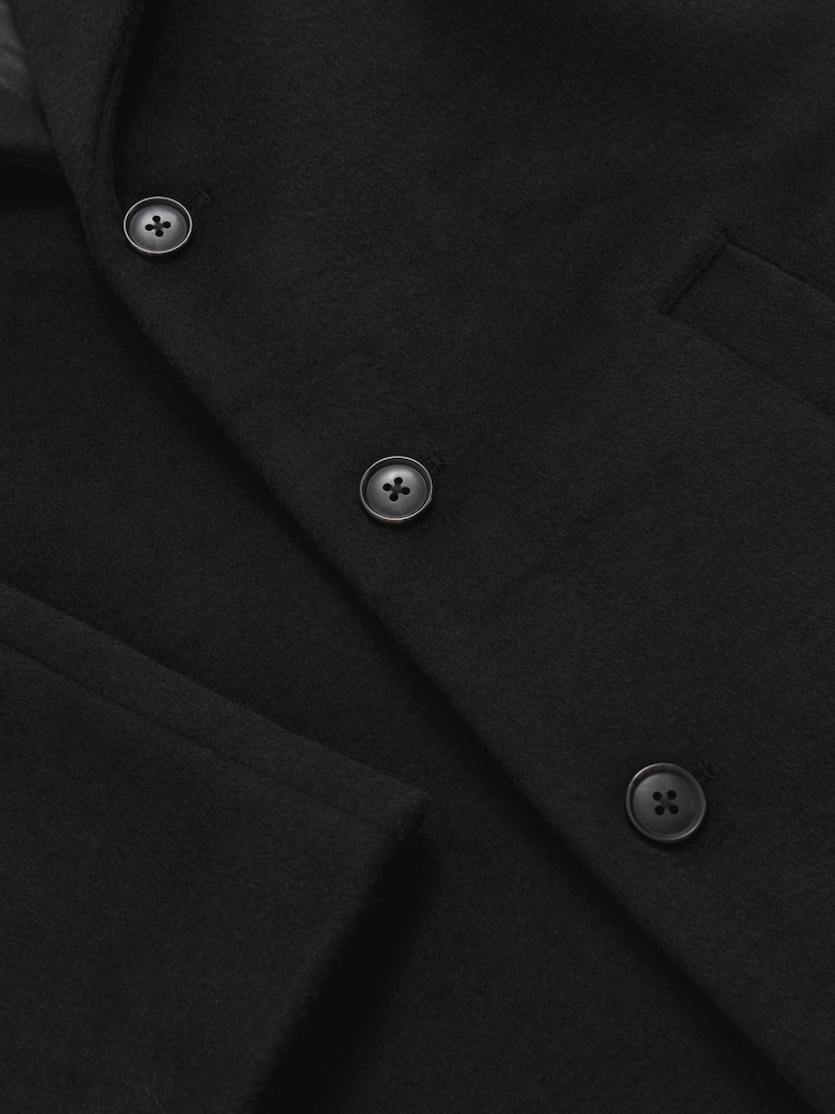 Reiss Black Wallace 13-14 yrs Wool-Blend Raglan-Sleeve Overcoat - Image 4 of 4 Reiss Black Wallace 13-14 yrs Wool-Blend Raglan-Sleeve Overcoat - Image 4 of 4