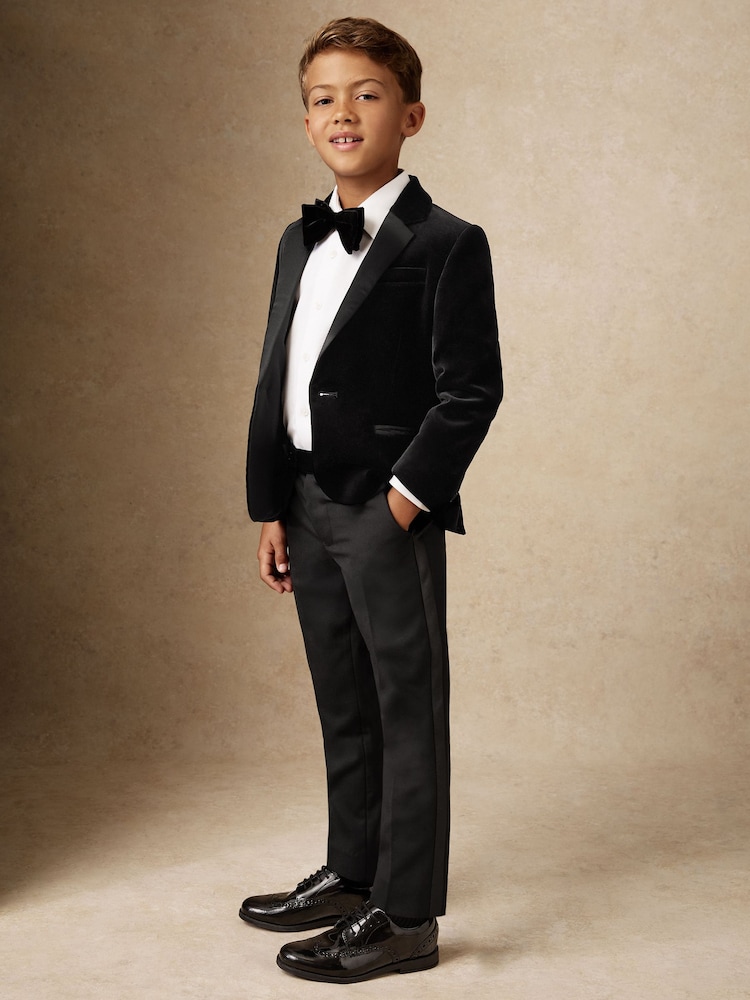 Reiss Black Ace Single-Breasted Velvet Tuxedo Blazer - Image 2 of 5