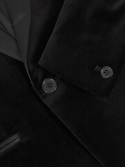 Reiss Black Ace Single-Breasted Velvet Tuxedo Blazer - Image 5 of 5