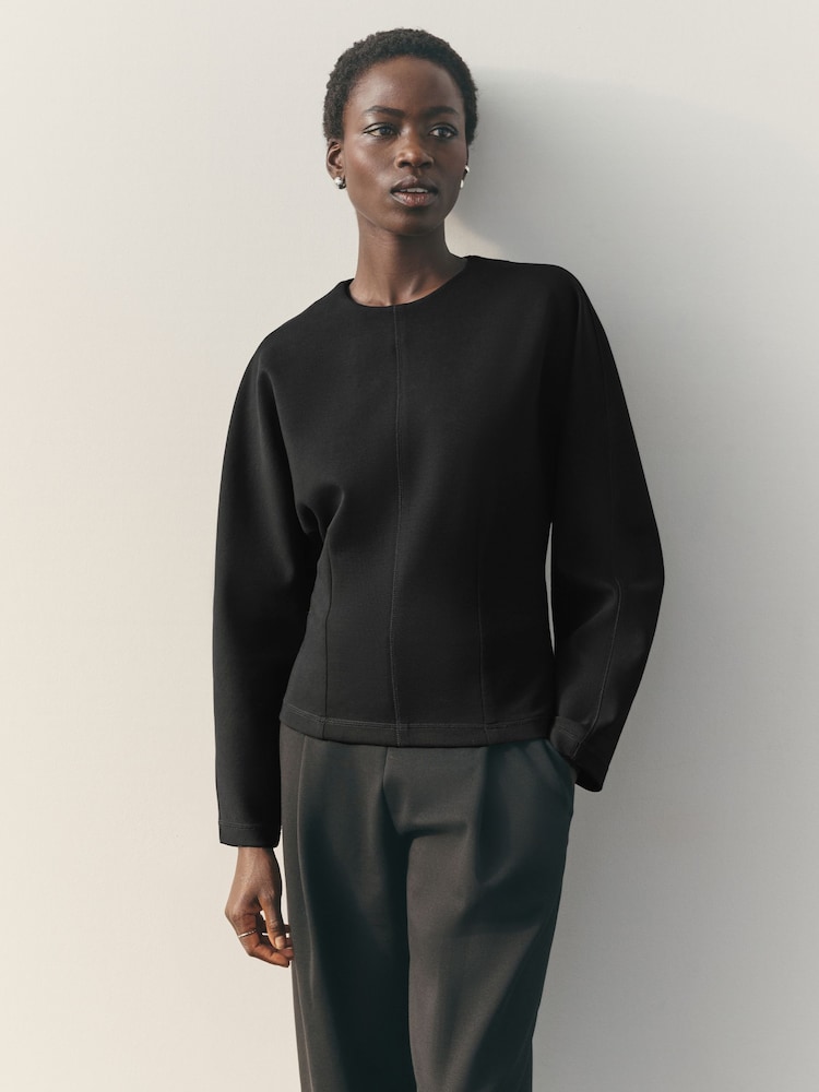 Nothing Ordinary Black Luxe Jersey Sculpted Sweatshirt - Image 5 of 5 Nothing Ordinary Black Luxe Jersey Sculpted Sweatshirt - Image 5 of 5