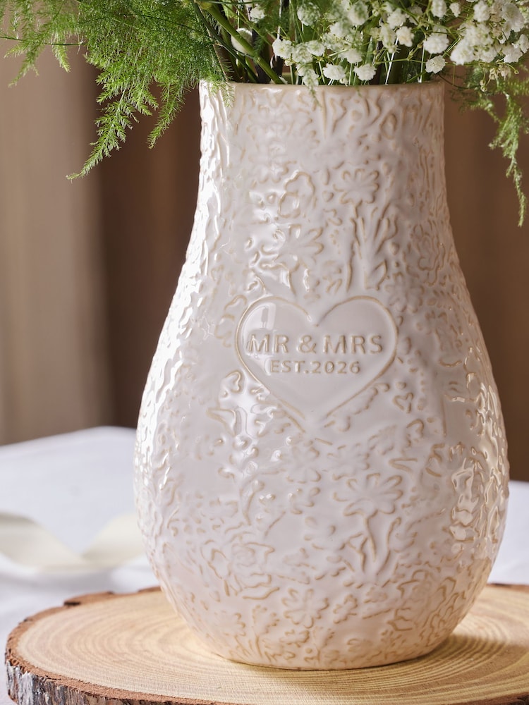 Neutral Est 2026 Mr and Mrs Flower Vase - Image 2 of 3