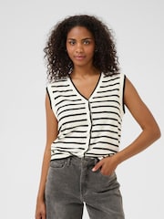 Kaffe KAamalia Sleeveless Stiped White Knit Top - Image 1 of 6