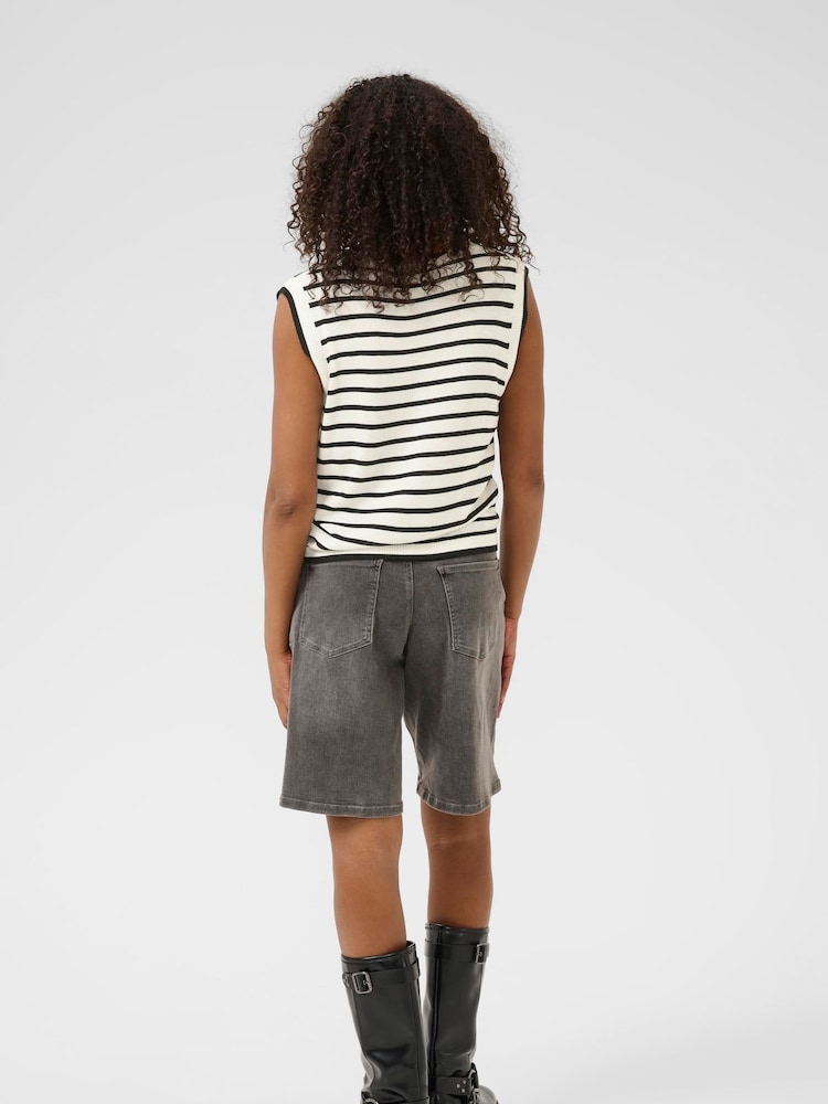 Kaffe KAamalia Sleeveless Stiped White Knit Top - Image 2 of 6 Kaffe KAamalia Sleeveless Stiped White Knit Top - Image 2 of 6