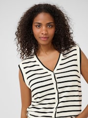 Kaffe KAamalia Sleeveless Stiped White Knit Top - Image 4 of 6