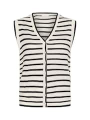 Kaffe KAamalia Sleeveless Stiped White Knit Top - Image 5 of 6