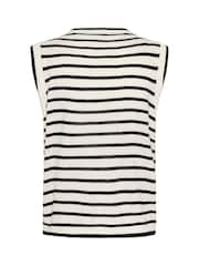 Kaffe KAamalia Sleeveless Stiped White Knit Top - Image 6 of 6