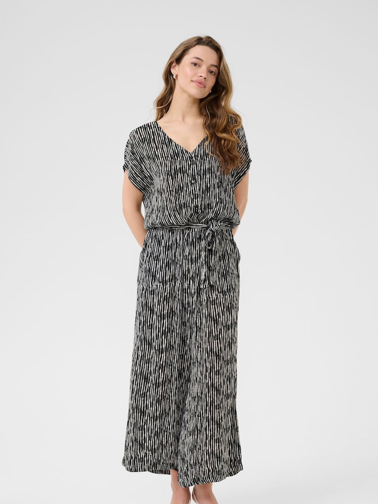 Kaffe KAmille Amber Printed Black Jumpsuit - Image 1 of 5