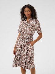 Kaffe KAemine Short Sleeve Printed Brown Dress - Image 2 of 4