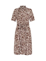 Kaffe KAemine Short Sleeve Printed Brown Dress - Image 3 of 4