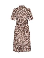 Kaffe KAemine Short Sleeve Printed Brown Dress - Image 4 of 4