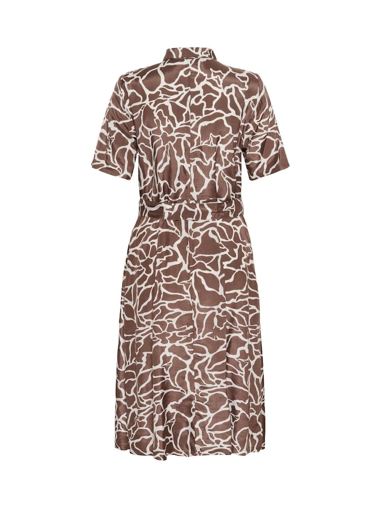 Kaffe KAemine Short Sleeve Printed Brown Dress - Image 4 of 4