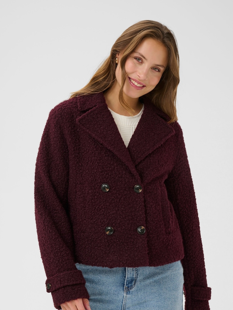 Kaffe Red KAanne Collared Long Sleeve Jacket - Image 1 of 6