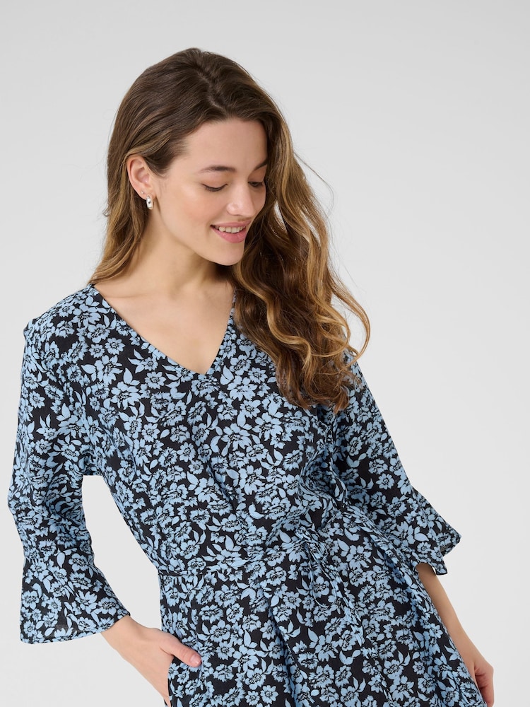 Kaffe Blue KAamanda Floral Print Maxi Dress - Image 2 of 5 Kaffe Blue KAamanda Floral Print Maxi Dress - Image 2 of 5