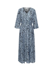 Kaffe Blue KAamanda Floral Print Maxi Dress - Image 4 of 5