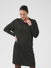 Kaffe Grey KAlizza Long Sleeve Polo Knit Dress - Image 1 of 6