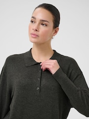 Kaffe Grey KAlizza Long Sleeve Polo Knit Dress - Image 4 of 6