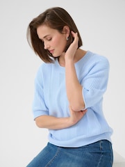 Kaffe Blue KAwhitney Short Sleeve Round Neck Jumper - Image 4 of 6