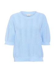 Kaffe Blue KAwhitney Short Sleeve Round Neck Jumper - Image 5 of 6