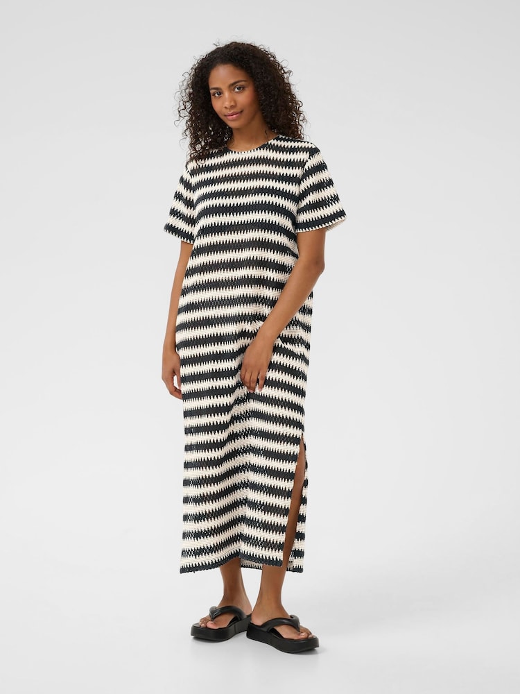 Kaffe KAmolin Short Sleeve Lace Midi Black Dress - Image 1 of 5