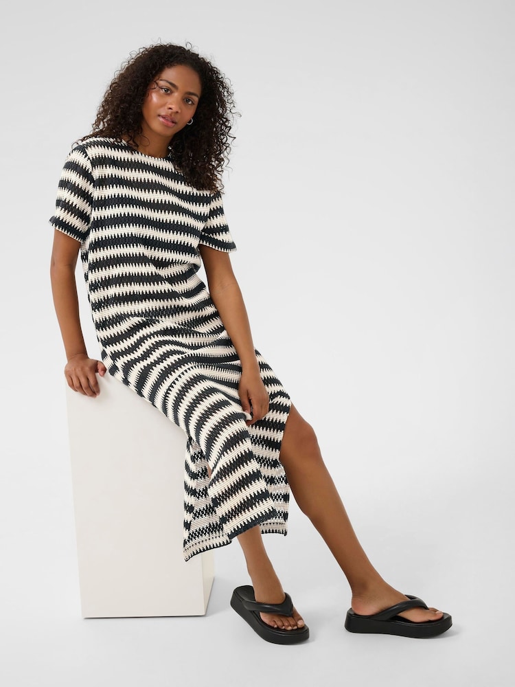 Kaffe KAmolin Short Sleeve Lace Midi Black Dress - Image 2 of 5