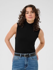 Kaffe Black KAlizza Rollneck Sleeveless Top - Image 1 of 6