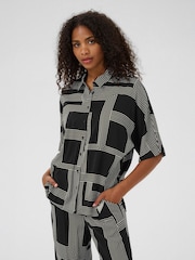 Kaffe KAdonny Collared Patterned Black Shirt - Image 1 of 6