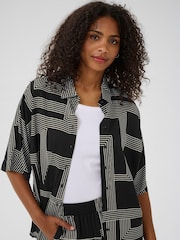 Kaffe KAdonny Collared Patterned Black Shirt - Image 4 of 6