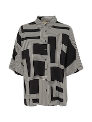 Kaffe KAdonny Collared Patterned Black Shirt - Image 5 of 6