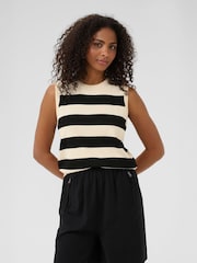 Kaffe KAlizza Striped Slipover Vest Black Tank top - Image 1 of 6