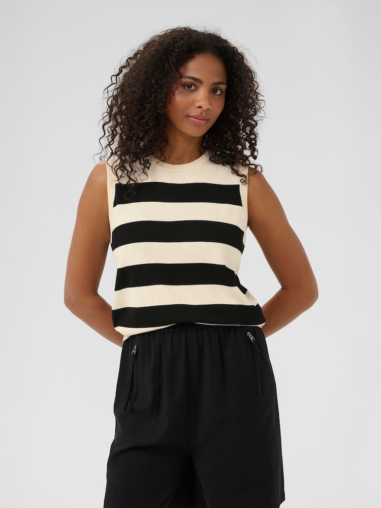 Kaffe KAlizza Striped Slipover Vest Black Tank top - Image 1 of 6