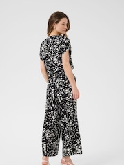 Kaffe KAbeathe V-Neck Short Sleeve Black Jumpsuit - Image 3 of 5