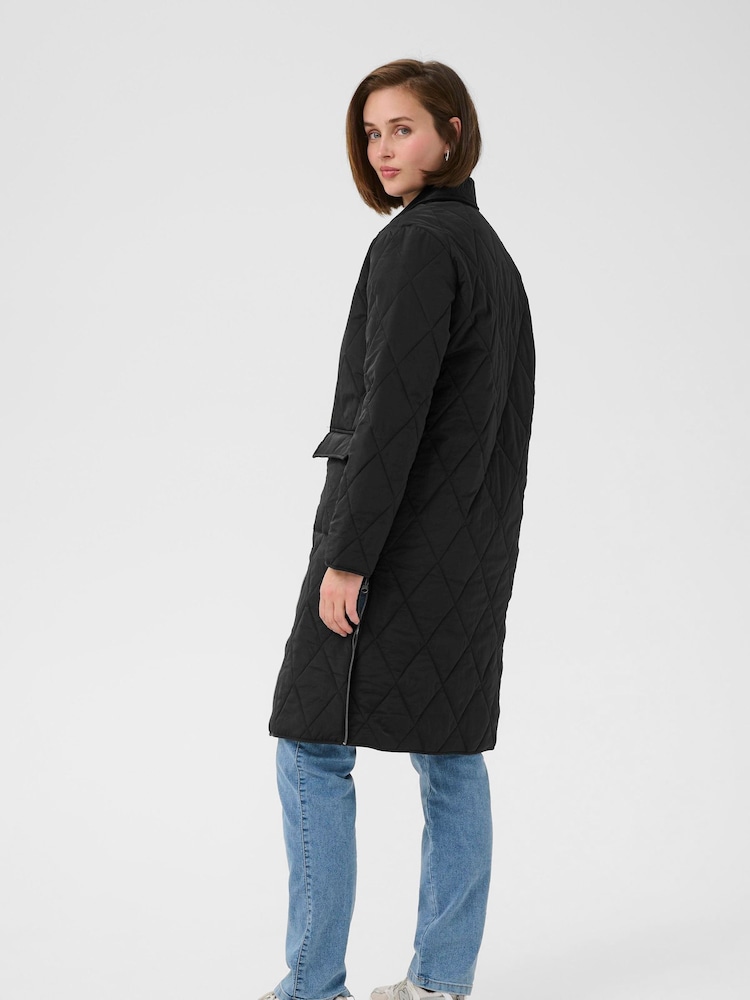 Kaffe KAanneli Zip Fastening Long Black Jacket - Image 2 of 6
