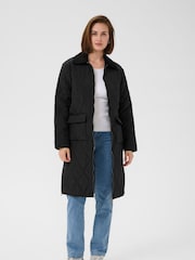 Kaffe KAanneli Zip Fastening Long Black Jacket - Image 3 of 6