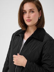 Kaffe KAanneli Zip Fastening Long Black Jacket - Image 4 of 6