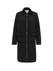 Kaffe KAanneli Zip Fastening Long Black Jacket - Image 5 of 6