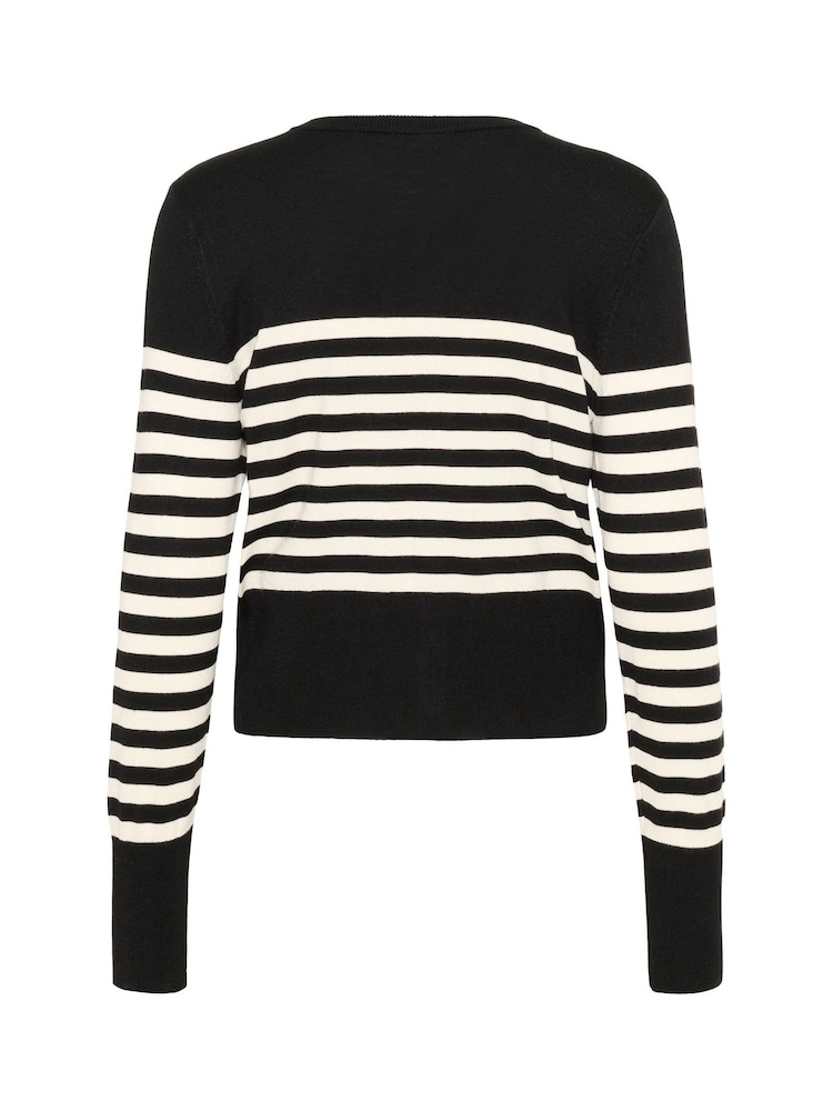 Kaffe KAlizza Striped Long Sleeve Black Cardigan - Image 6 of 6