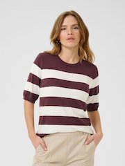 Kaffe Brown KAlizza Striped Knit Jumper - Image 1 of 6