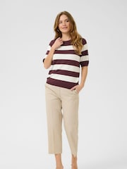 Kaffe Brown KAlizza Striped Knit Jumper - Image 3 of 6