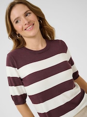 Kaffe Brown KAlizza Striped Knit Jumper - Image 4 of 6