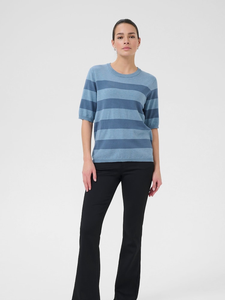 Kaffe Blue KAlizza Striped Knitted Jumper - Image 2 of 6 Kaffe Blue KAlizza Striped Knitted Jumper - Image 2 of 6