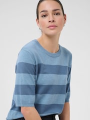 Kaffe Blue KAlizza Striped Knitted Jumper - Image 4 of 6