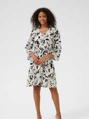 Kaffe Blue KApedra Drawstring Tie Waist Short Dress - Image 2 of 5