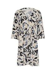 Kaffe Blue KApedra Drawstring Tie Waist Short Dress - Image 4 of 5