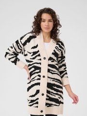 Kaffe Black KAsandra Animal Print Cardigan - Image 1 of 6