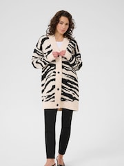 Kaffe Black KAsandra Animal Print Cardigan - Image 3 of 6