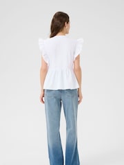 Kaffe KAgerid V-Neck Flounce White Top - Image 3 of 6