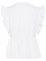 Kaffe KAgerid V-Neck Flounce White Top - Image 6 of 6