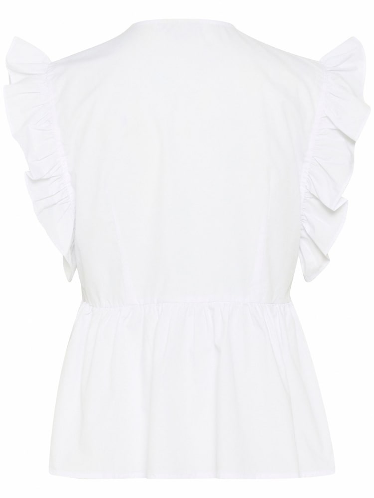 Kaffe KAgerid V-Neck Flounce White Top - Image 6 of 6
